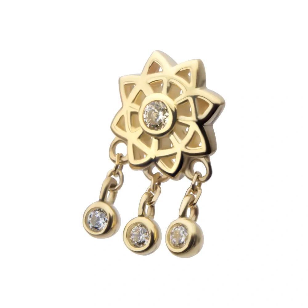 Invictus | 14k gold | Mandala with Triple Bezel Dangle | CZ