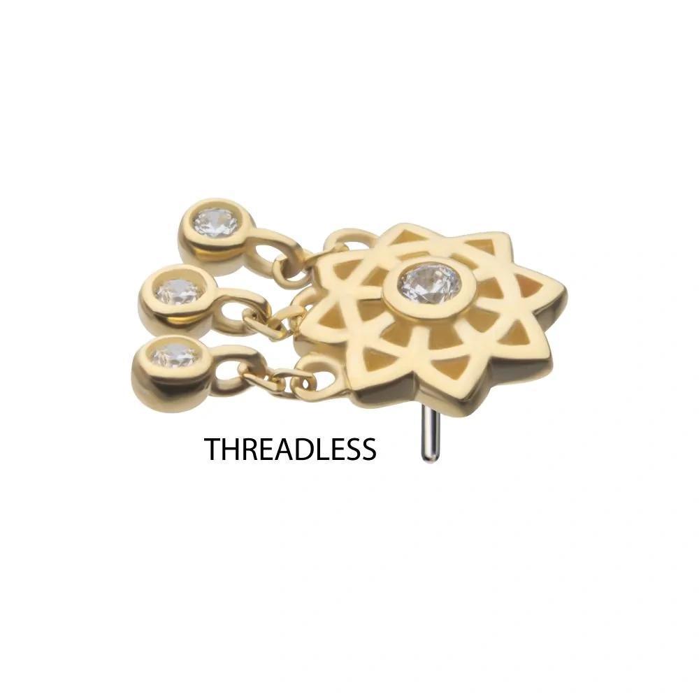 Invictus | 14k gold | Mandala with Triple Bezel Dangle | CZ