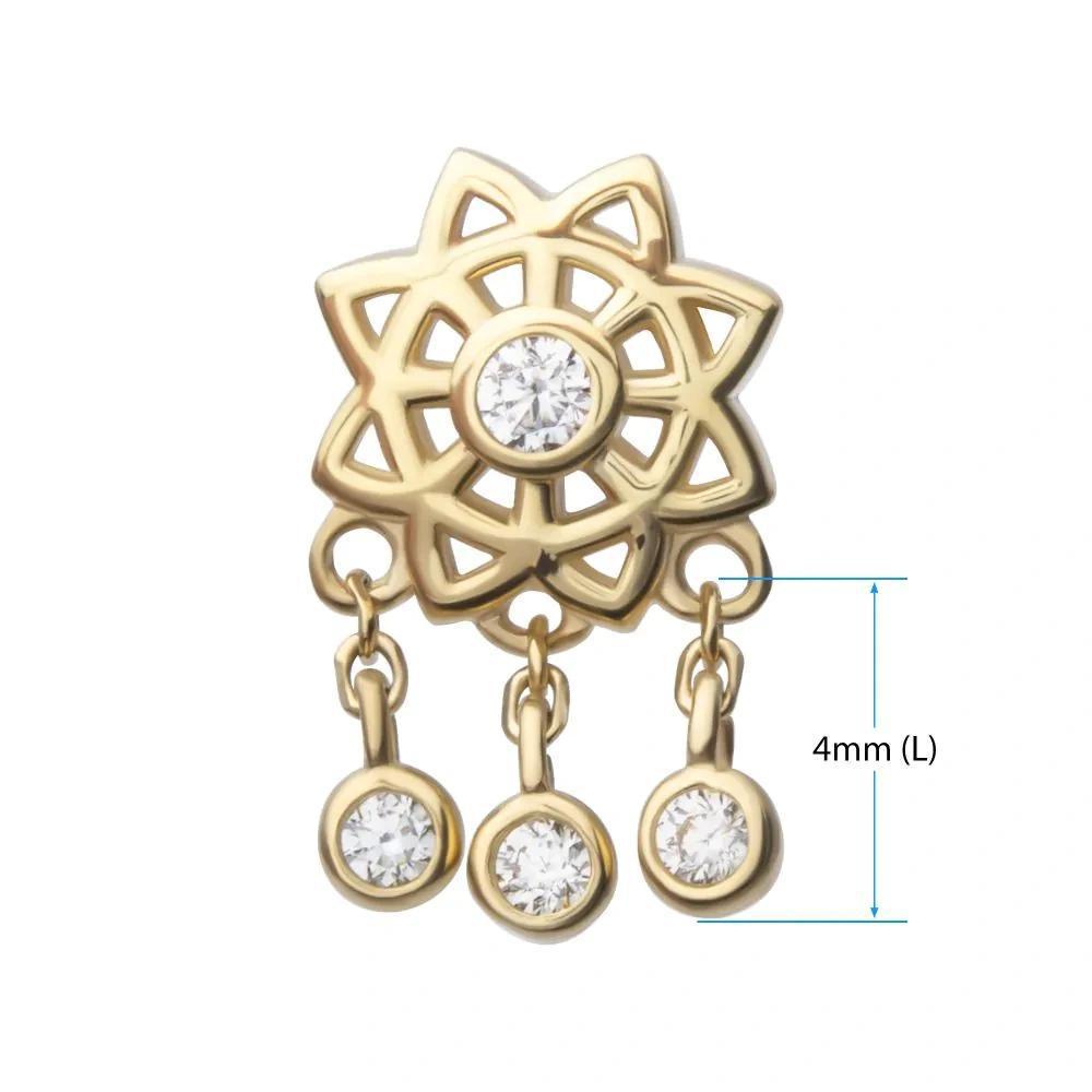 Invictus | 14k gold | Mandala with Triple Bezel Dangle | CZ
