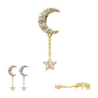 Invictus | 14k gold | Pave Set Moon with Star Drop | CZ