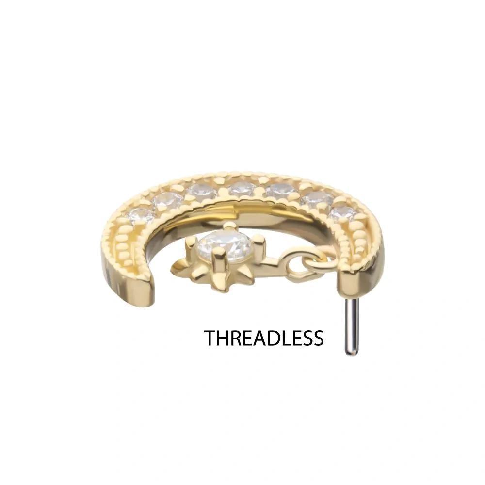 Invictus | 14k gold | Pave Set Moon with Floating Star | CZ