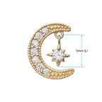 Invictus | 14k gold | Pave Set Moon with Floating Star | CZ