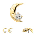 Invictus | 14k gold  Prong Set Moon| CZ + Synthetic Opal