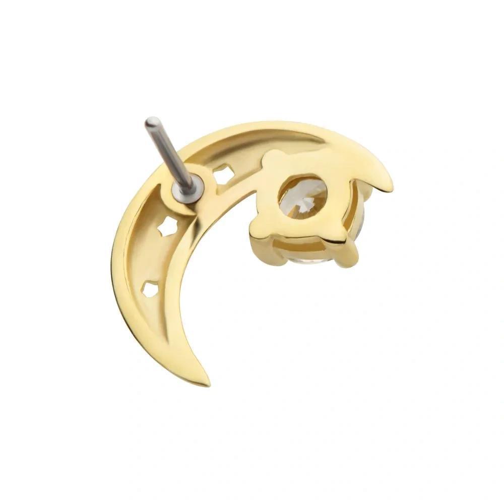 Invictus | 14k gold  Prong Set Moon| CZ + Synthetic Opal