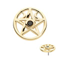 Invictus | 14k gold | Bezel Set Moon Pentacle | Black CZ