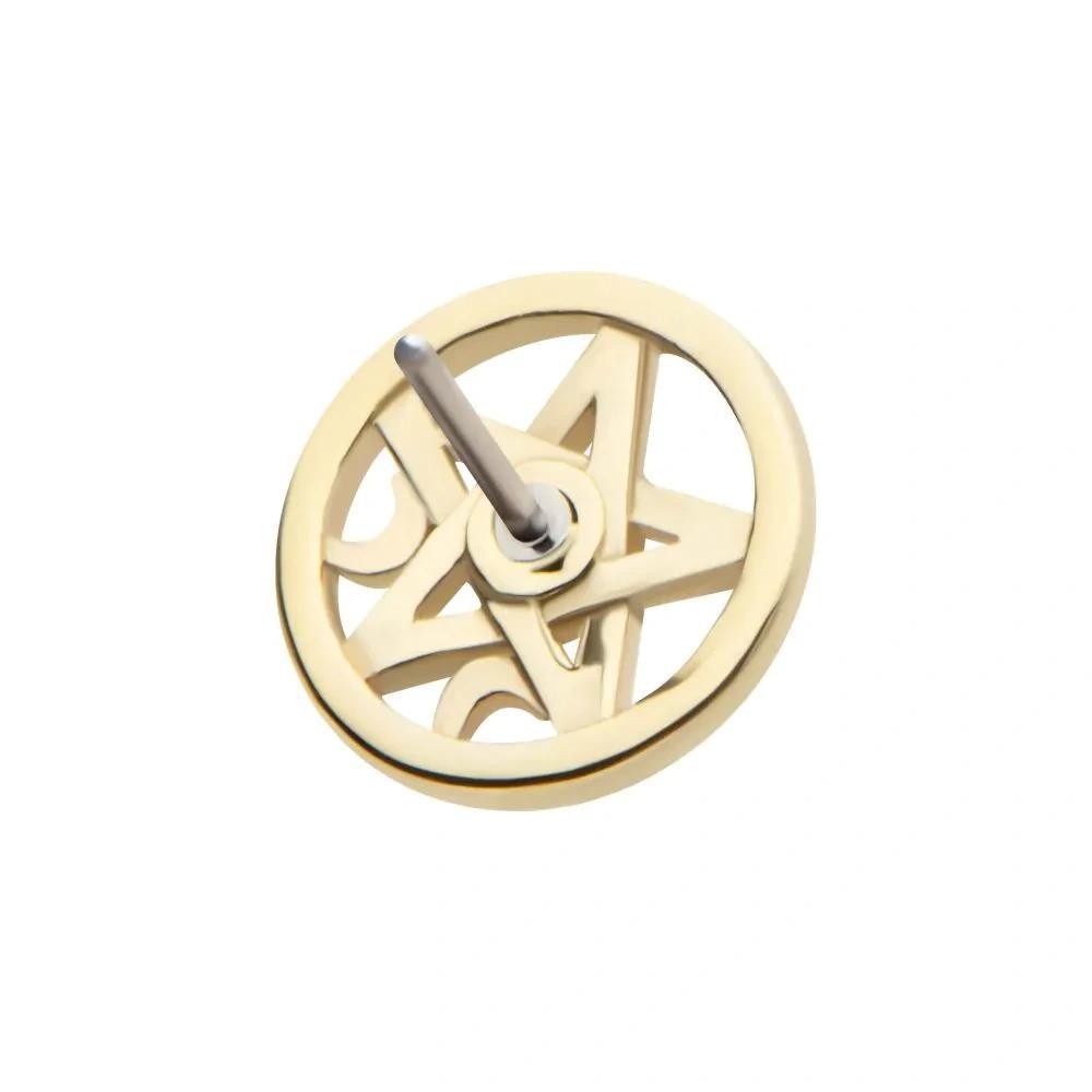 Invictus | 14k gold | Bezel Set Moon Pentacle | Black CZ