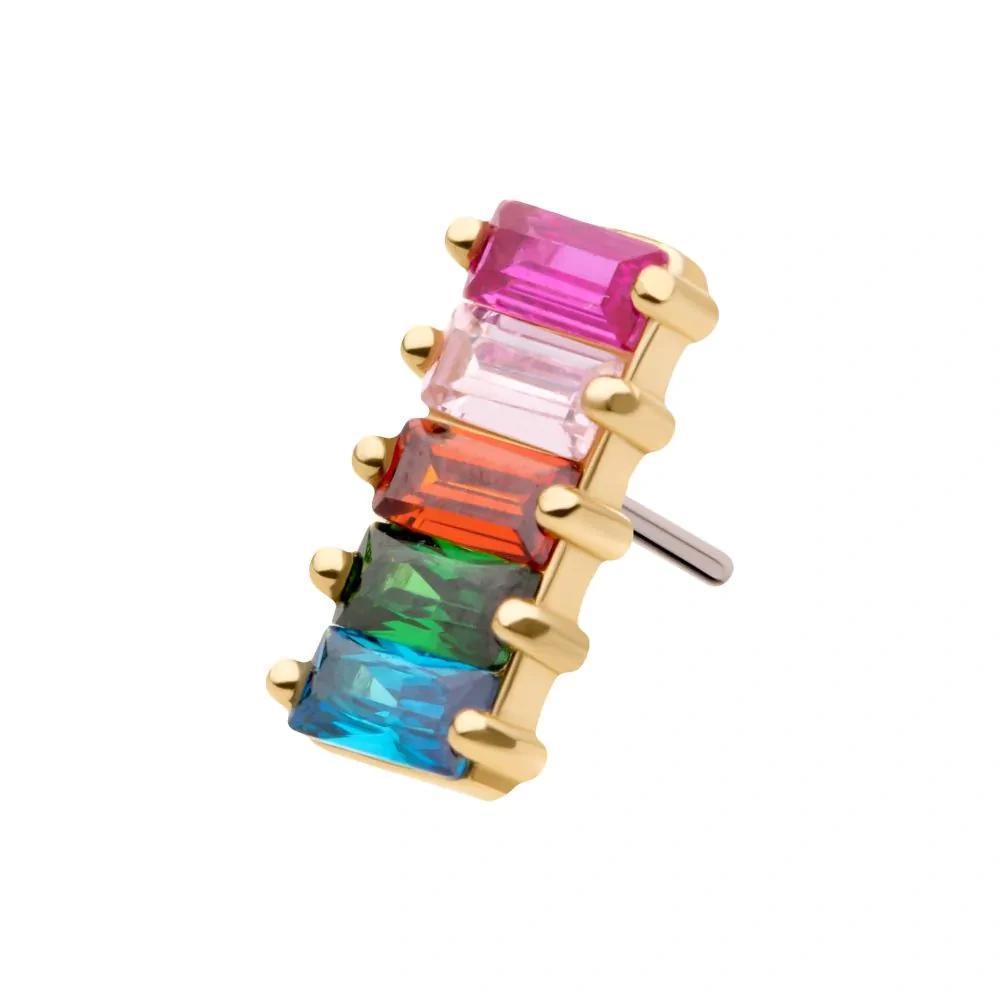 Invictus | 14k gold | Baguette Cluster | Rainbow CZ