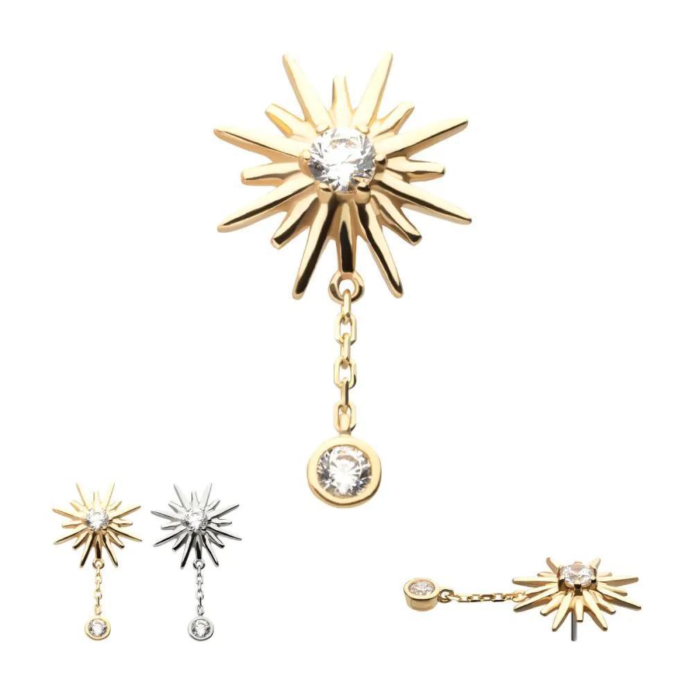 Invictus | 14k gold | Starburst with Dangle | CZ