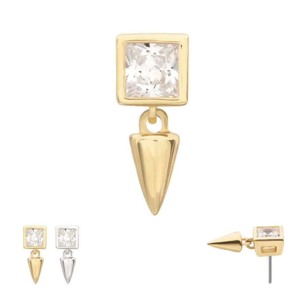 Invictus | 14k gold | Square with Spike Dangle | CZ
