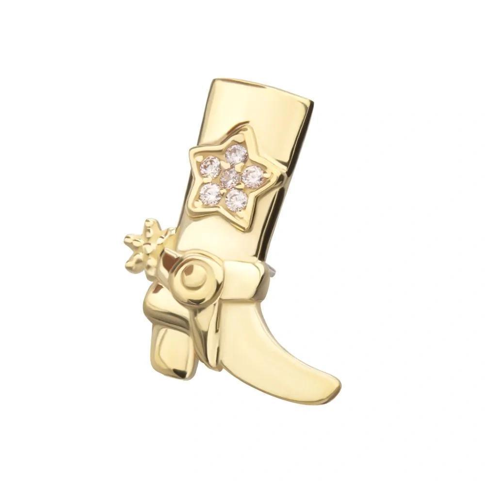 Invictus | 14k gold | Cowboy Boot | CZ