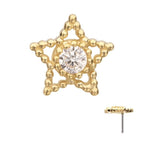 Invictus | 14k gold | Beaded Cut Out Star | CZ