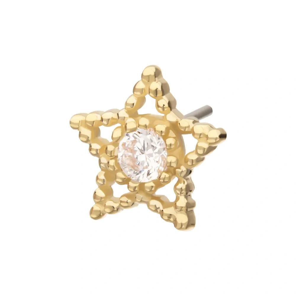 Invictus | 14k gold | Beaded Cut Out Star | CZ