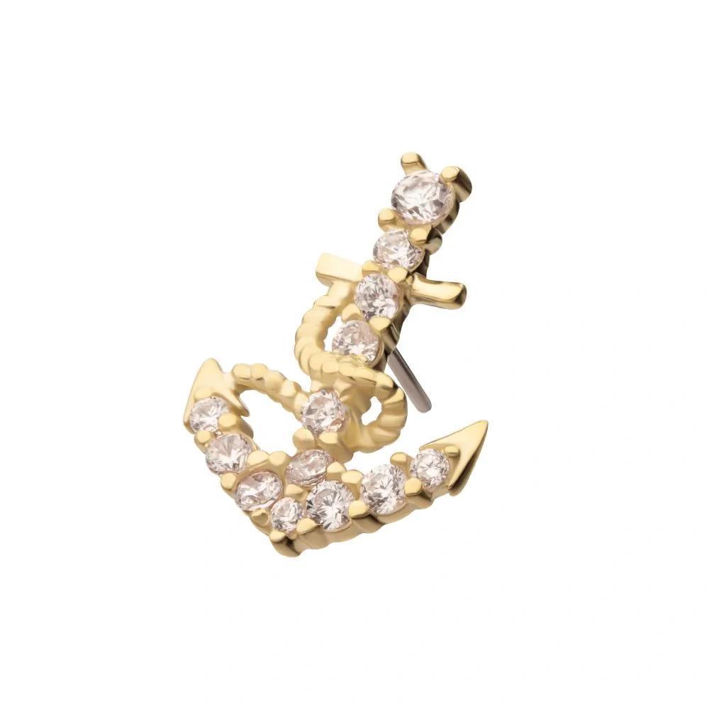 Invictus | 14k gold | Pave Set Anchor | CZ