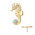 Invictus | 14k gold | Etched Seahorse |Aqua CZ