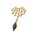 Invictus | 14k gold | Spiderweb Fan with Dangle | Black CZ