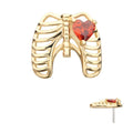 Invictus | 14k gold | Rib Cage with Heart | Garnet CZ