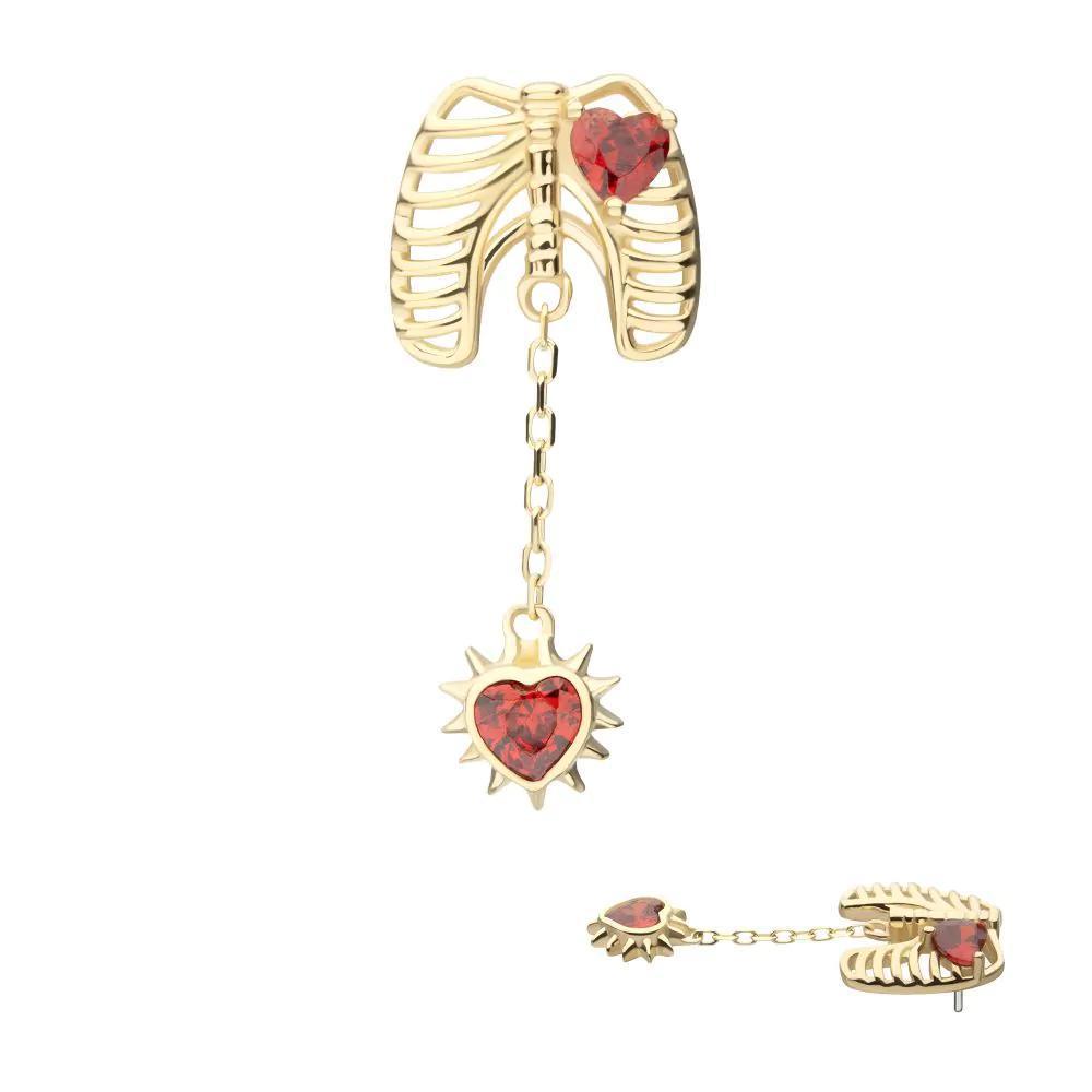 Invictus | 14k gold | Rib Cage with Dangle | Ganet CZ