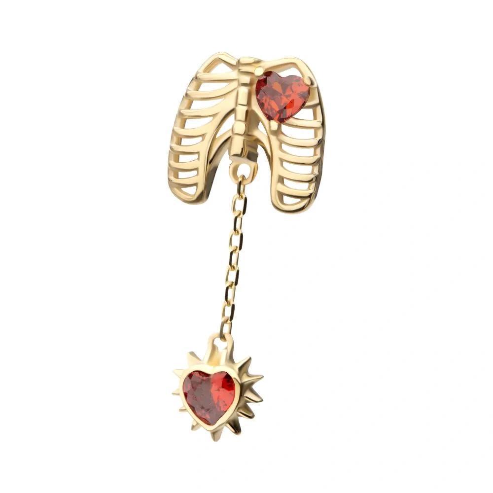 Invictus | 14k gold | Rib Cage with Dangle | Ganet CZ