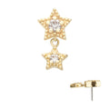Invictus | 14k gold | Milgrain Edge Double Star with Dangle | CZ