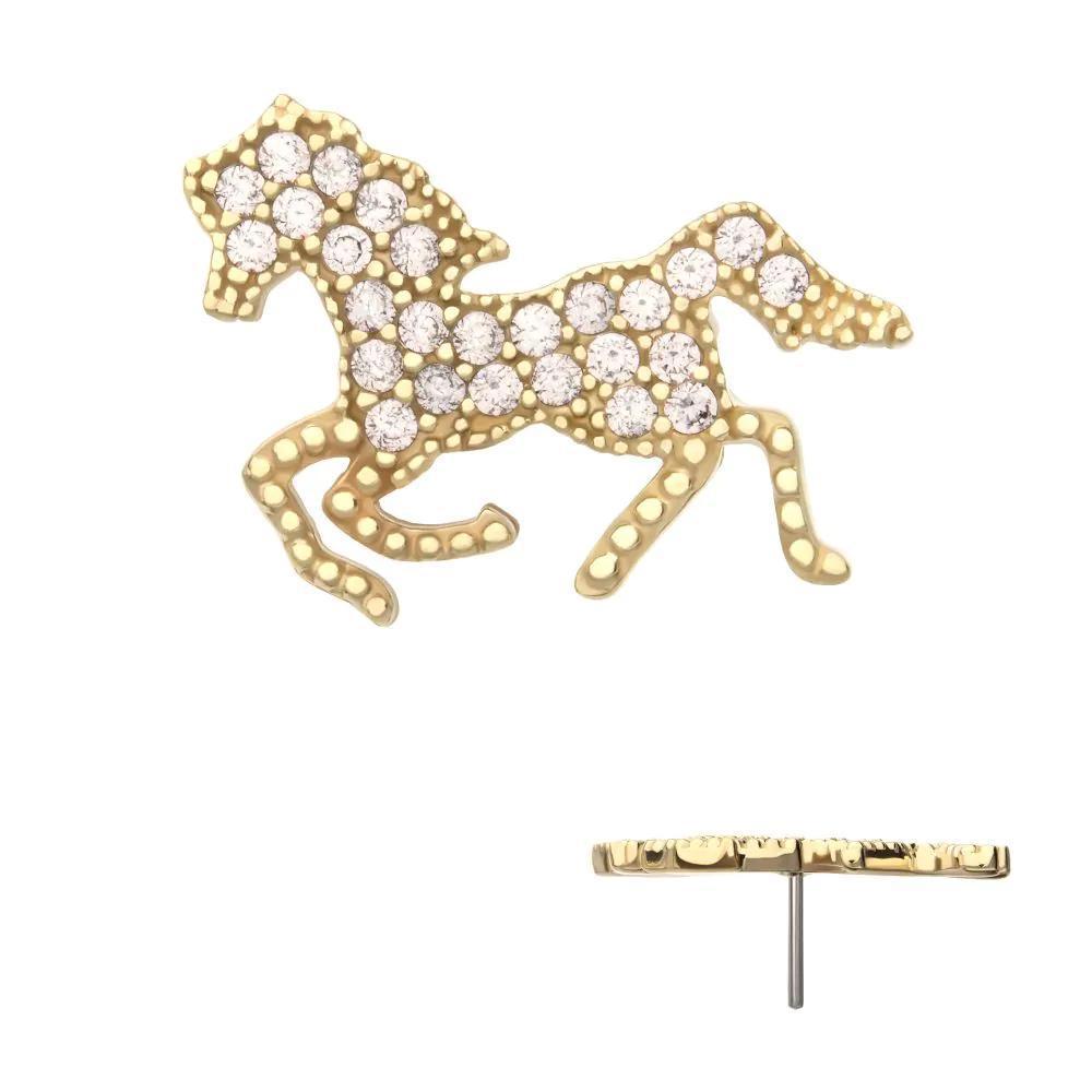 Invictus | 14k gold | Milgrain Edge Horse | CZ