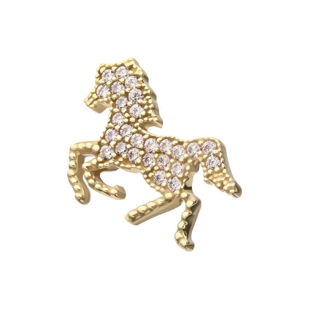 Invictus | 14k gold | Milgrain Edge Horse | CZ