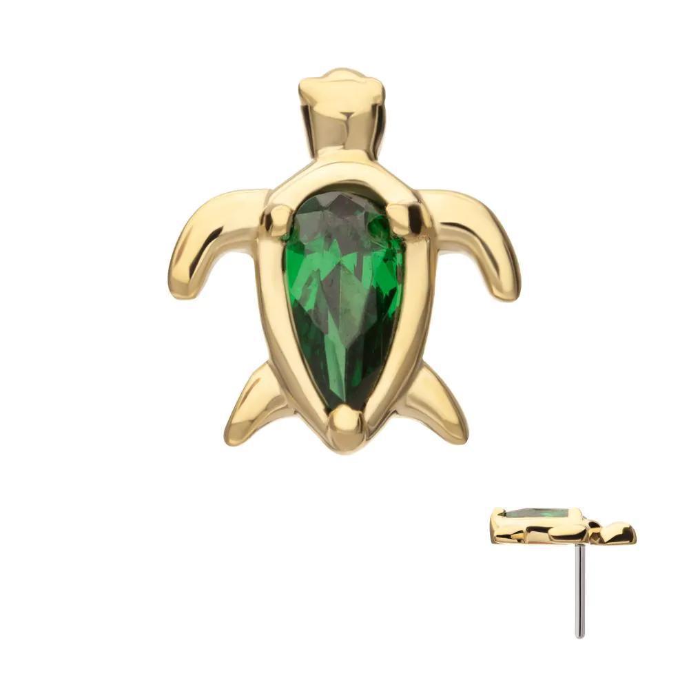 Invictus | 14k gold | Turtle | Emerald CZ