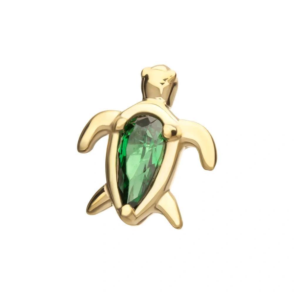 Invictus | 14k gold | Turtle | Emerald CZ