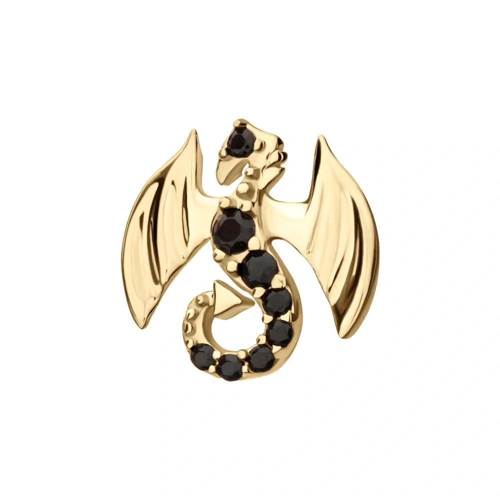 Invictus | 14k gold | Winged Dragon | Black CZ