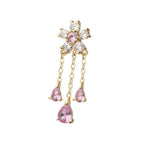 Invictus | 14k gold | Cherry Blossom with Triple Teardrop Dangle | CZ