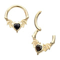 Invictus | 14k gold | Bat Wings with Devil Heart Hinged Hoop