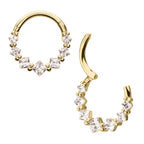 Invictus | 14k gold | Prong Princess Clear CZ Cluster Front Facing Hinged Hoop