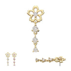 Invictus | 14k gold | Cut Out Cherry Blossom with Triple Dangle | CZ