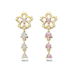 Invictus | 14k gold | Cut Out Cherry Blossom with Triple Dangle | CZ