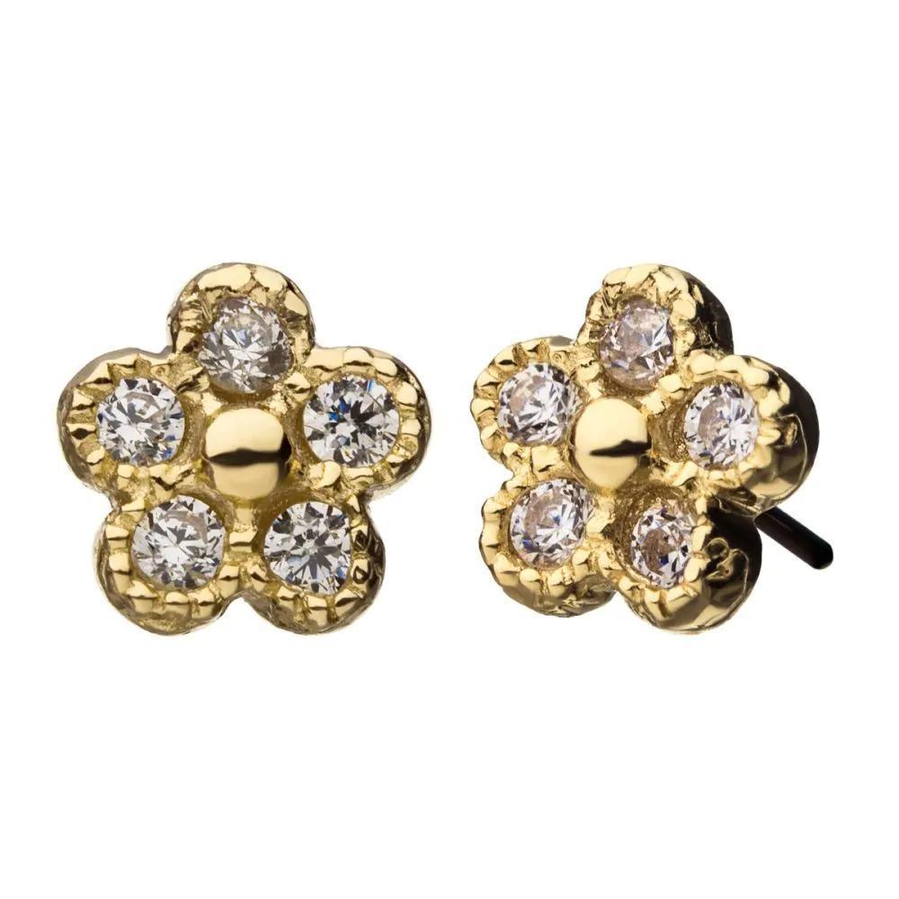 Invictus | 14k gold | 5 Petal Flower | CZ