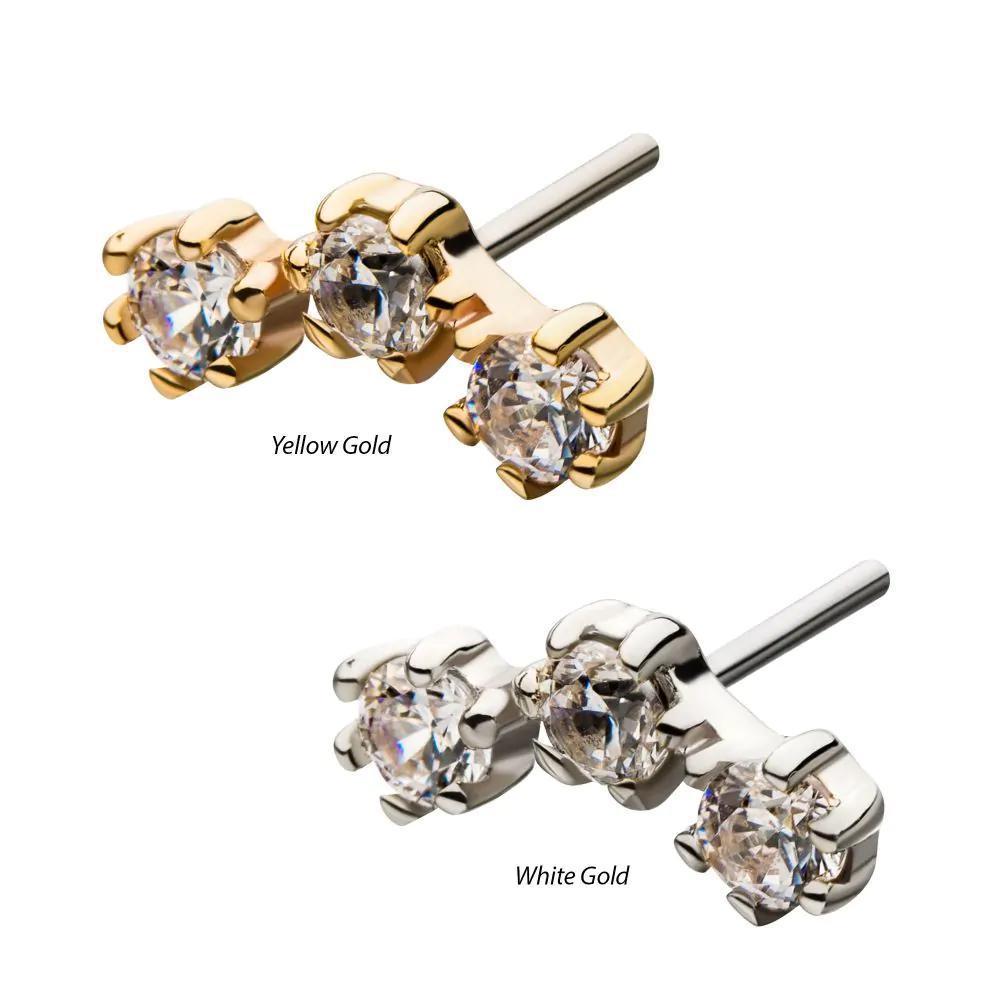 Invictus | 14k gold | Curved Trinity | CZ