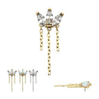 Invictus | 14k gold | Marquise Cluster Fan with Triple Chain Dangle