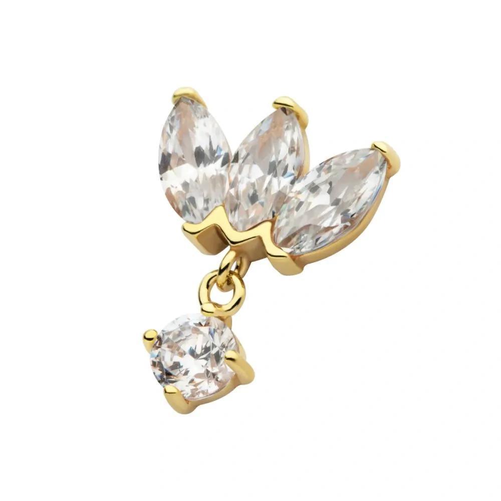 Invictus | 14k gold | Marquise 3-Cluster Fan with Dangle