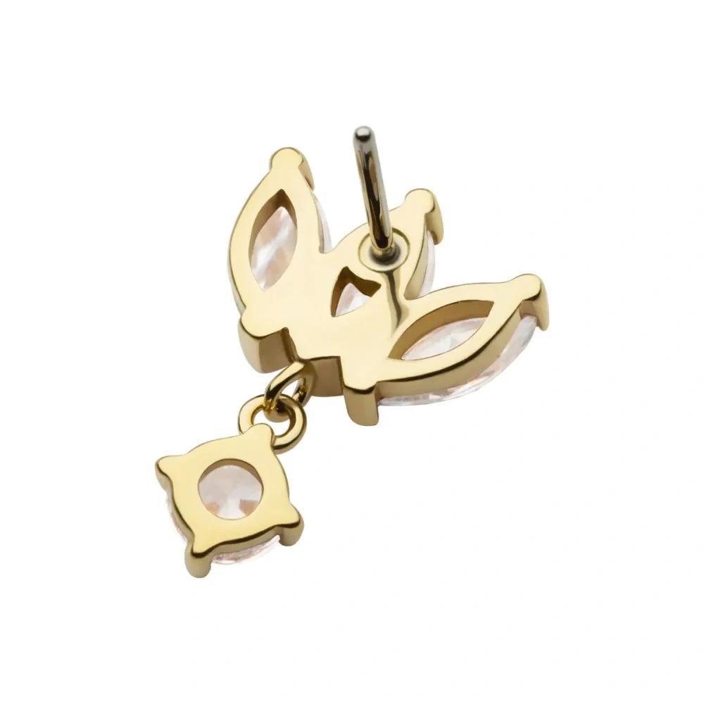 Invictus | 14k gold | Marquise 3-Cluster Fan with Dangle
