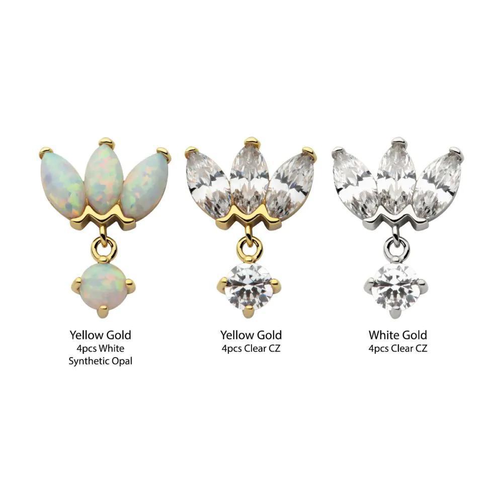 Invictus | 14k gold | Marquise 3-Cluster Fan with Dangle