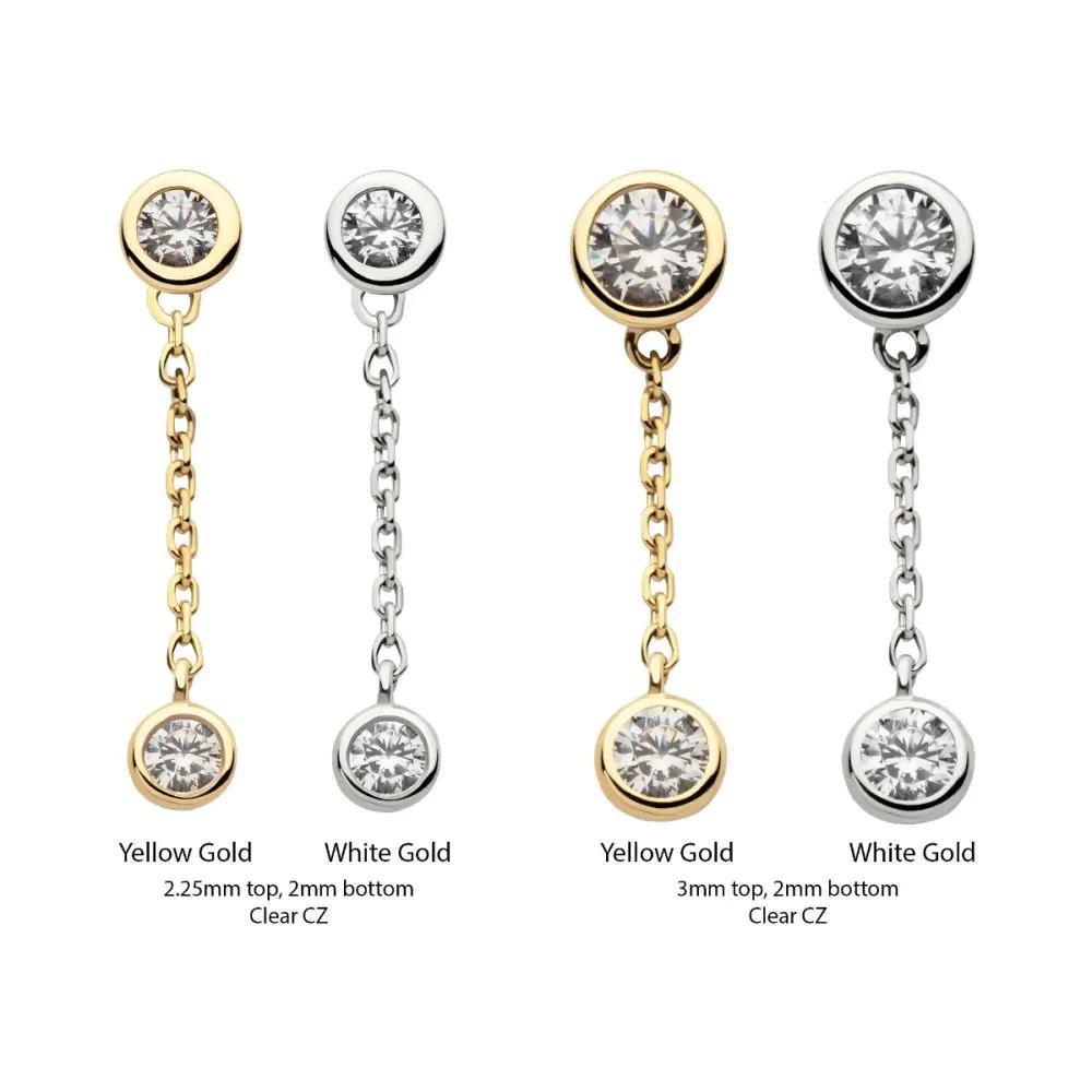 Invictus | 14k gold | Bezel Set with Dangle | CZ