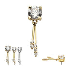 Invictus | 14k gold | Prong Set with Double Dangle Bar | CZ
