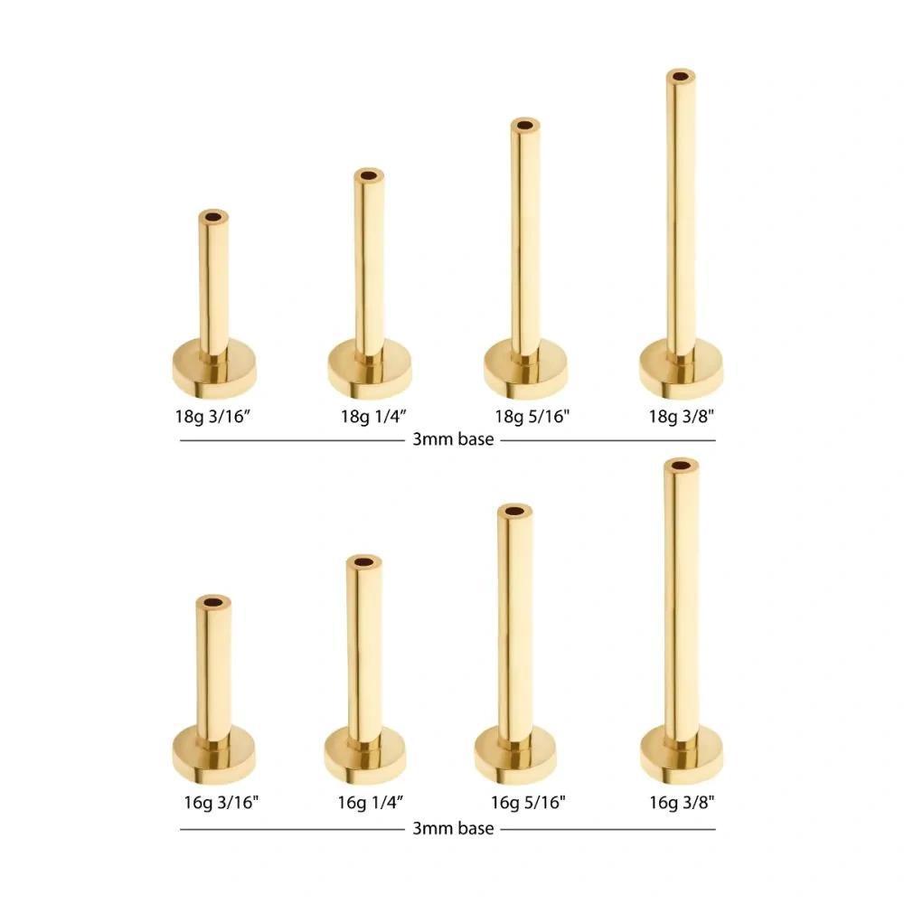 Invictus | 14k gold | Threadless Labret with 3mm Base