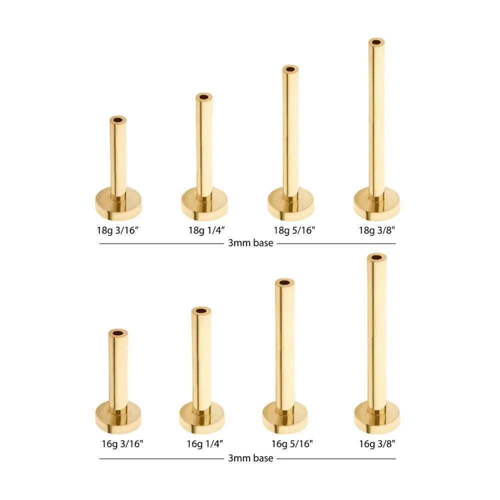 Invictus | 14k gold | Threadless Labret with 3mm Base