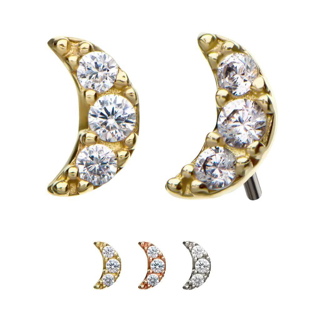 Invictus | 14k gold | Crescent Moon | CZ