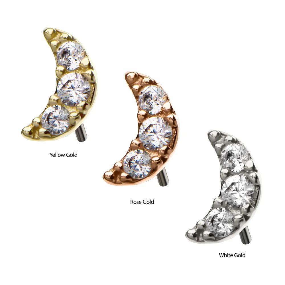 Invictus | 14k gold | Crescent Moon | CZ