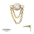 Invictus | 14k gold | Bezel Set Lab-Grown Diamond Top with 2 Tiered Chain Dangle | Lab-Grown Diamond