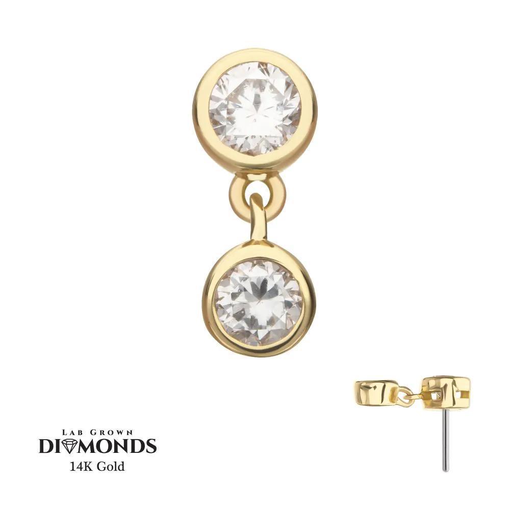 Invictus | 14k gold | Double Bezel Lab-Grown Diamond Dangle | Lab-Grown Diamond