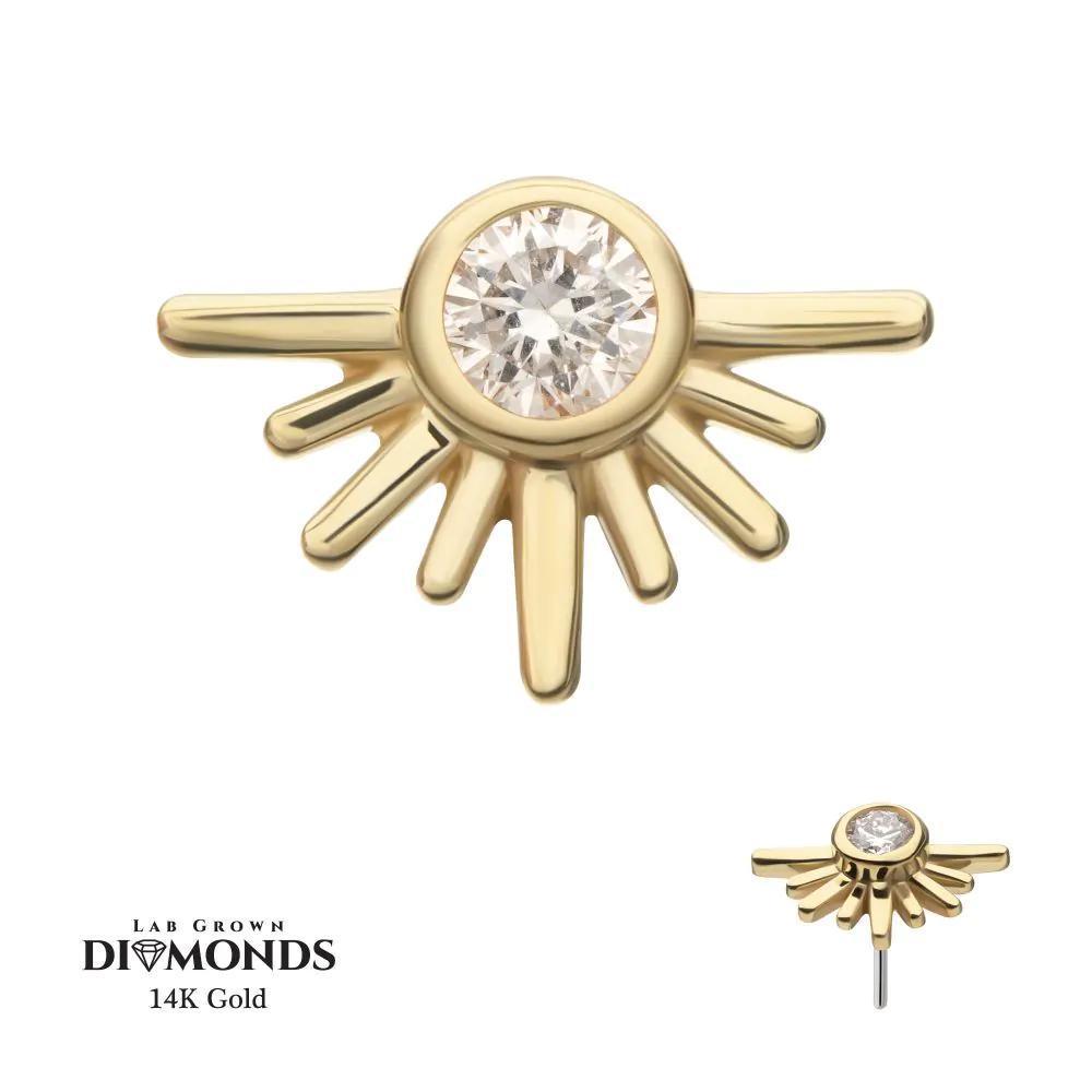 Invictus | 14k gold | Half Starburst Top with Bezel Lab-Grown Diamond | Lab-Grown Diamond