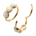 Invictus | 14k gold | 3 Bezel Set Clustered White Opal | Synthetic Opal