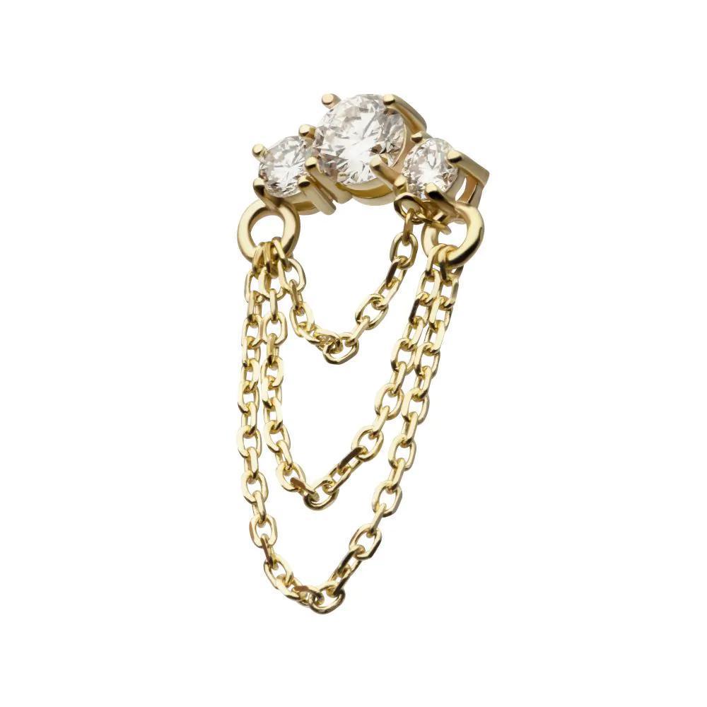 Invictus | 14k gold | 3 Gem Cluster w/ Triple Dangle Chain | Lab-Grown Diamond
